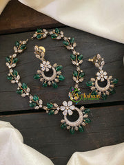 Victorian Diamond Pendant Short Neckpiece -Green-VV414