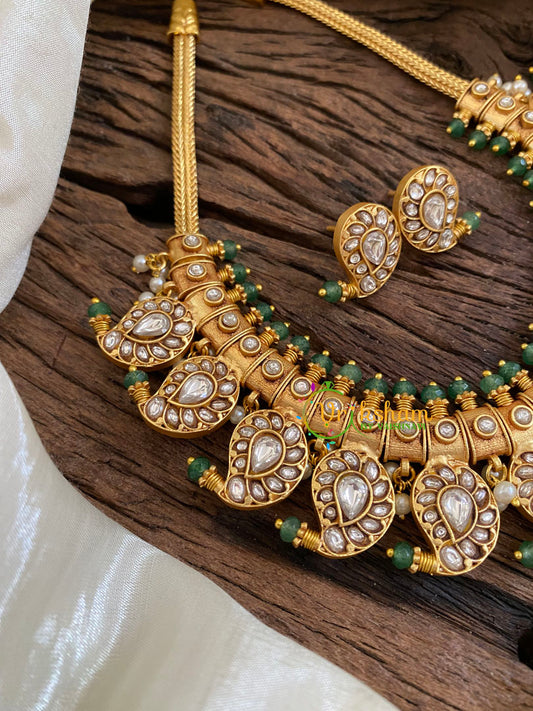 Exquisite Kundan Jadau Maanga Short Neckpiece-White-J1077