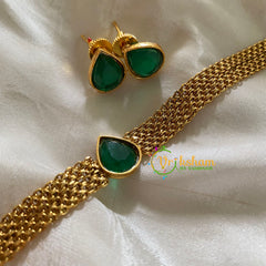 Gold Choker with Pendant-Green-Tilak-G3590