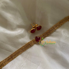 Gold Choker with Pendant-Red-Tilak-G3591