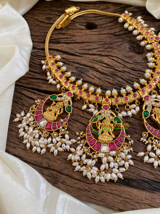 Precious Jadau Kundan Guttapusalu Neckpiece-Lakshmi Guttapusalu -J1096