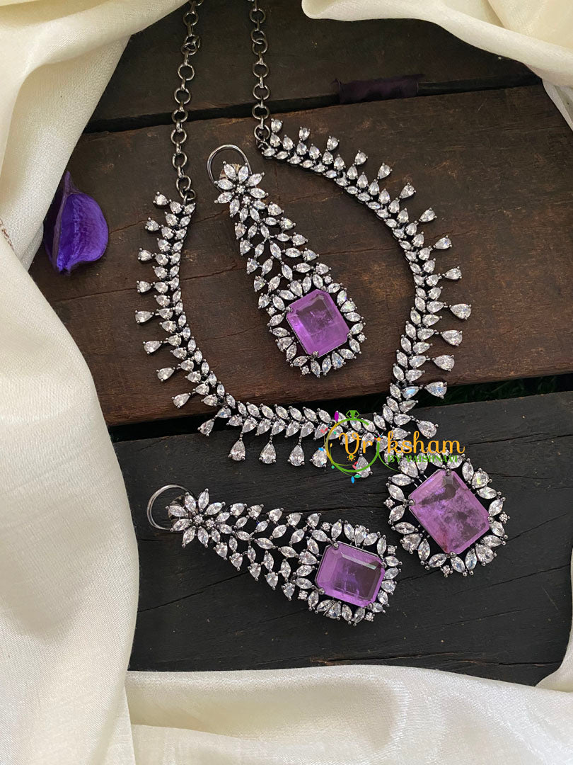 Purple Victorian Diamond Short Neckpeice -VV363