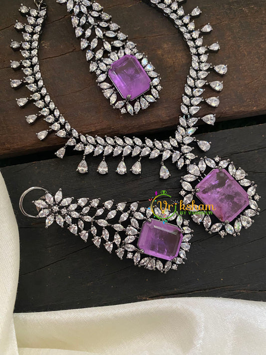 Purple Victorian Diamond Short Neckpeice -VV363