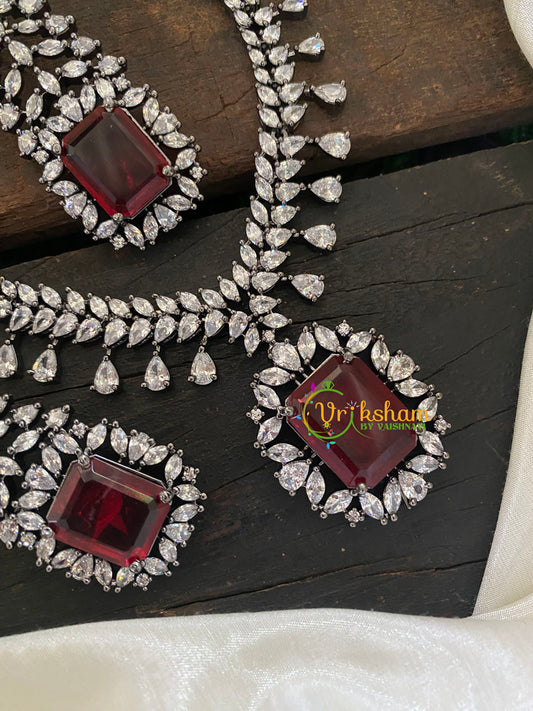 Red Victorian Diamond Short Neckpeice -VV362