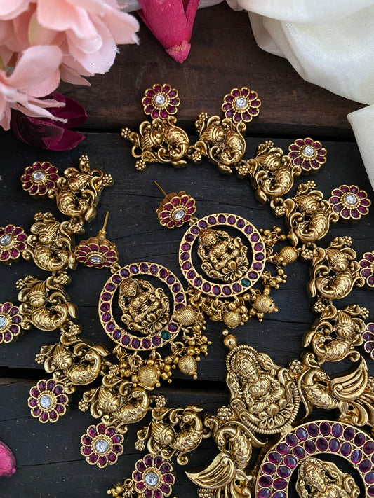 Antique Temple Lakshmi coin style Neckpiece-Gold -G2827