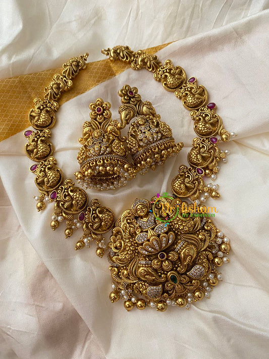 Premium Gold Look Alike Lakshmi Short Neckpiece -G8859