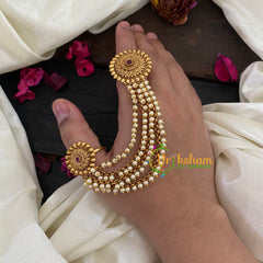 Premium Bracelet with Finger Ring -Pearl-G8945