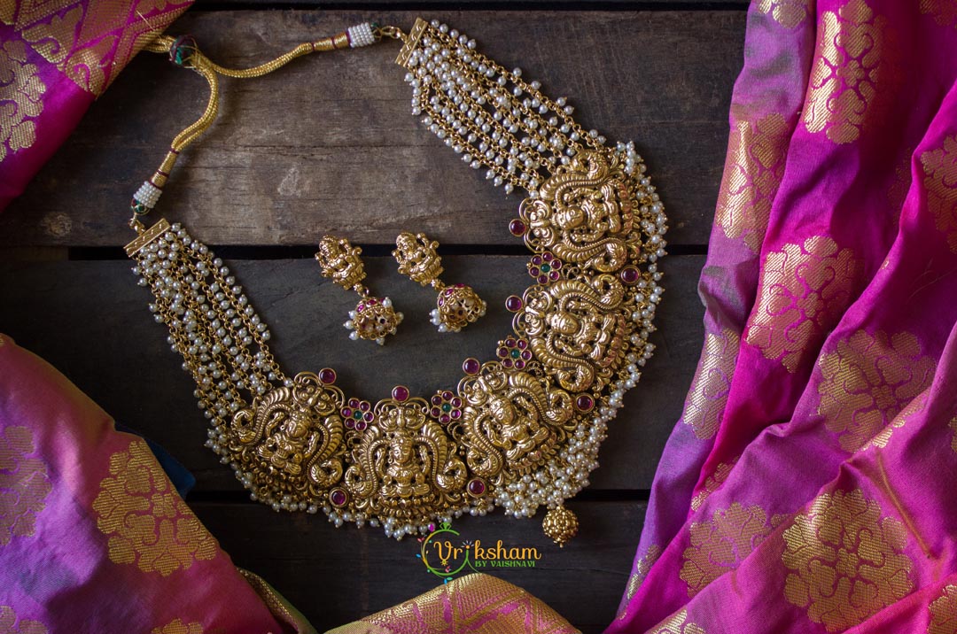 Premium quaity gold look alike pancha Lakshmi neckpiece - G685