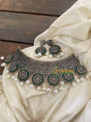 Green Bridal Victorian Diamond High Neck Choker-VV371