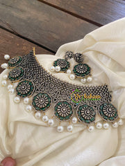 Green Bridal Victorian Diamond High Neck Choker-VV371