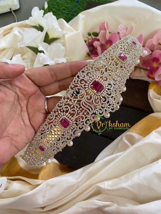 Exquisite Bridal American Diamond Hipbelt-5 Pink-G5668