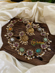 Precious Jadau Kundan Navrathna Short Neckpiece-J1613