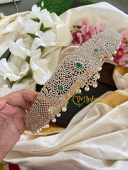 Exquisite Bridal American Diamond Hipbelt - Green stone-G5672