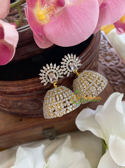 American Diamond Jhumkas -Sun-White -G5688