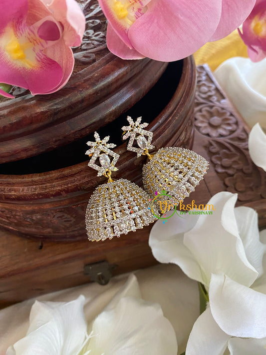 American Diamond Jhumkas -Dice-White -G5687