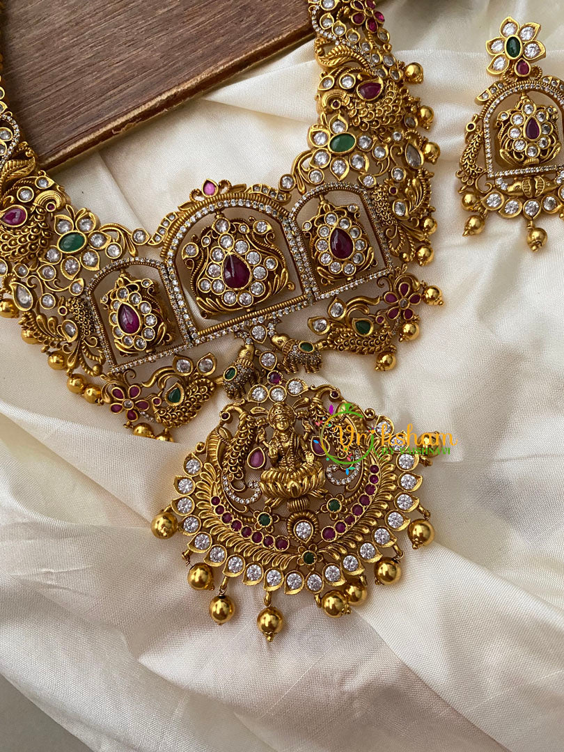 Rotatable Lakshmi Pendant Haram -Temple Haram -G8766