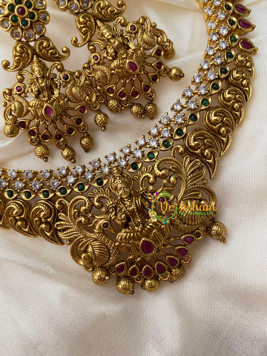 Premium Lakshmi Pendant Choker Short Neckpiece -Temple Neckpiece -G8824