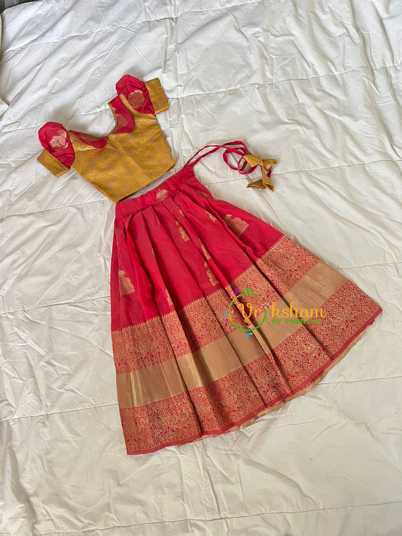 Yellow with Red Indian Traditional Girls Lehenga-VS1793