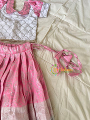 White with Baby Pink Indian Traditional Girls Lehenga-VS1796