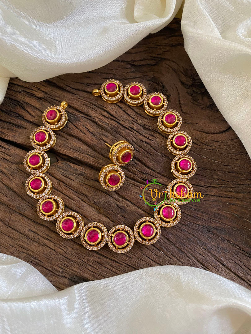 Precious Jadau Kundan Short Neckpiece-Pink -J1631