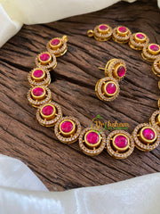 Precious Jadau Kundan Short Neckpiece-Pink -J1631