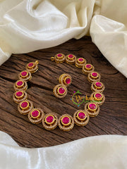 Precious Jadau Kundan Short Neckpiece-Pink -J1631