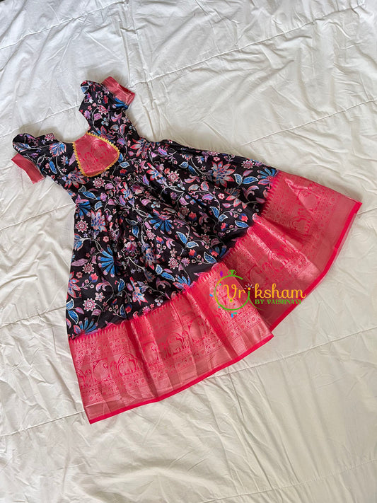 Blue Red Indian Traditional Dress for Girls- Girls Gown -VS1818