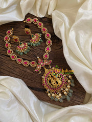 Precious Jadau Kundan Short Neckpiece-Krishna Radha Pendant -J1630