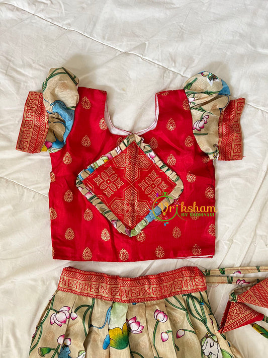 Red Pichwai Indian Traditional Girls Lehenga-VS1794