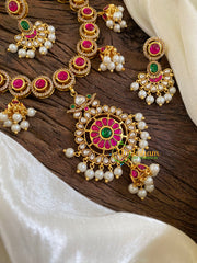 Precious Jadau Kundan Short Neckpiece-Pearl -J1628