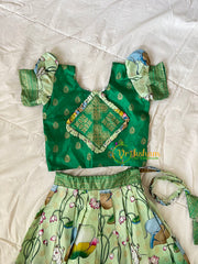 Green Pichwai Indian Traditional Girls Lehenga-VS1795