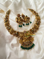 Premium Temple Short Neckpiece -Saraswathi Pendant Neckpiece -G8820