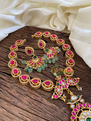 Precious Jadau Kundan Short Neckpiece-Pastel Green Beads -J1626