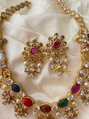 AD Stone Simple Choker -Floral -Navarathna-G8853