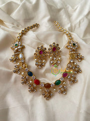 AD Stone Simple Choker -Floral -Navarathna-G8853