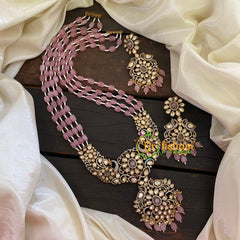 Baby Pink Bead Victorian Diamond Neckpiece-VV479