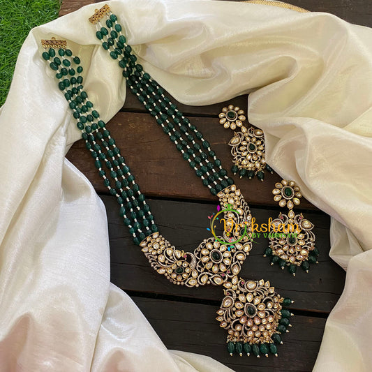 Green Bead Victorian Diamond Neckpiece-VV478