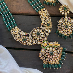 Green Bead Victorian Diamond Neckpiece-VV478