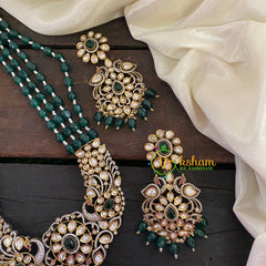 Green Bead Victorian Diamond Neckpiece-VV478