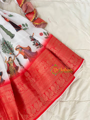 Red White Pichwai Indian Traditional Girls Lehenga-VS1809