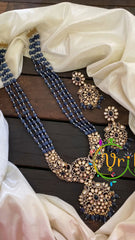 Dark Blue Bead Victorian Diamond Neckpiece-VV477