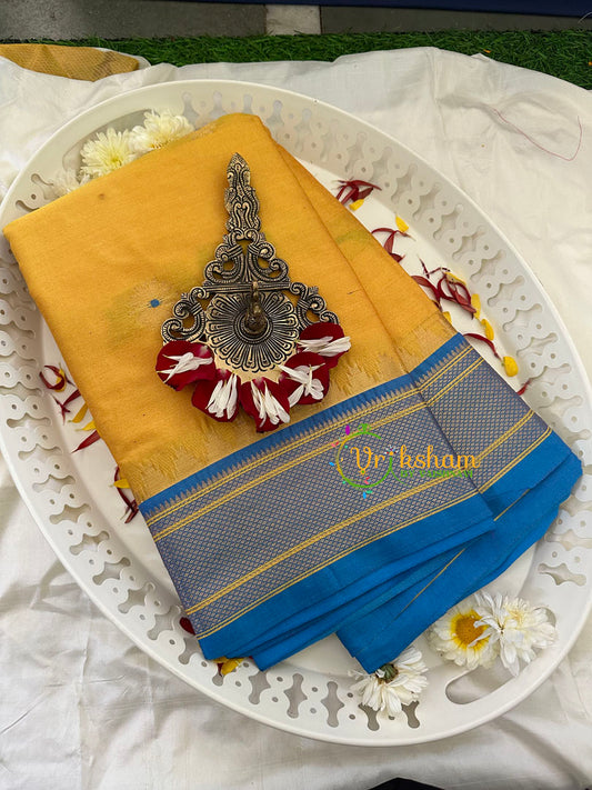 Yellow with Blue Rani Paithani Soft Silk Saree -VS751