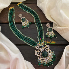 Green Bead Victorian Diamond Neckpiece-VV473