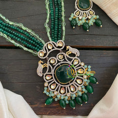 Green Bead Victorian Diamond Neckpiece-VV473