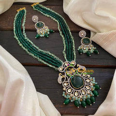 Green Bead Victorian Diamond Neckpiece-VV473