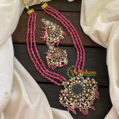 Red Pink Bead Victorian Diamond Neckpiece-VV471