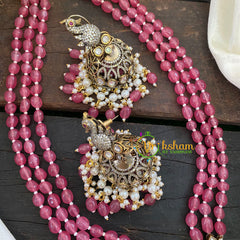 Red Pink Bead Victorian Diamond Neckpiece-VV471