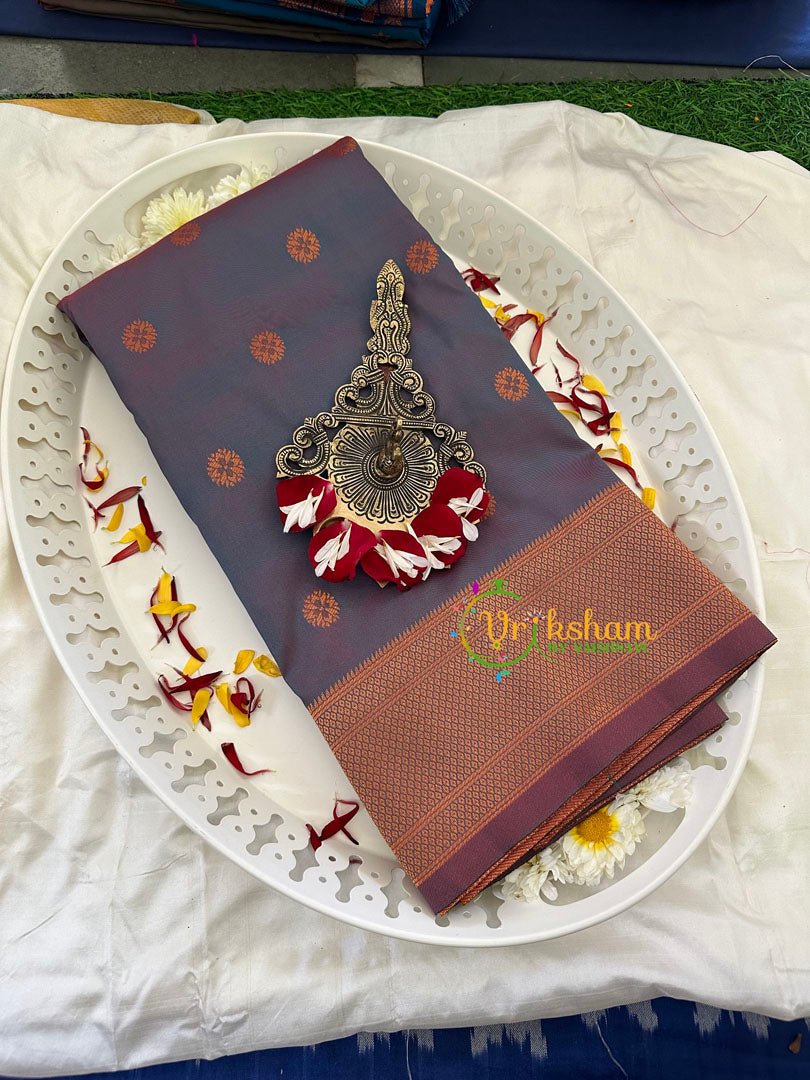 Grey Paithani Semi Soft Silk Saree -VS740