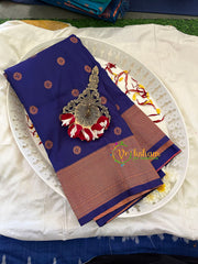 Navy Blue Paithani Semi Soft Silk Saree -VS733