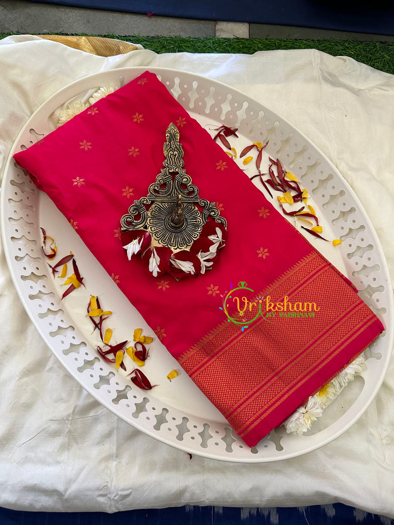 Red Paithani Semi Soft Silk Saree -VS743
